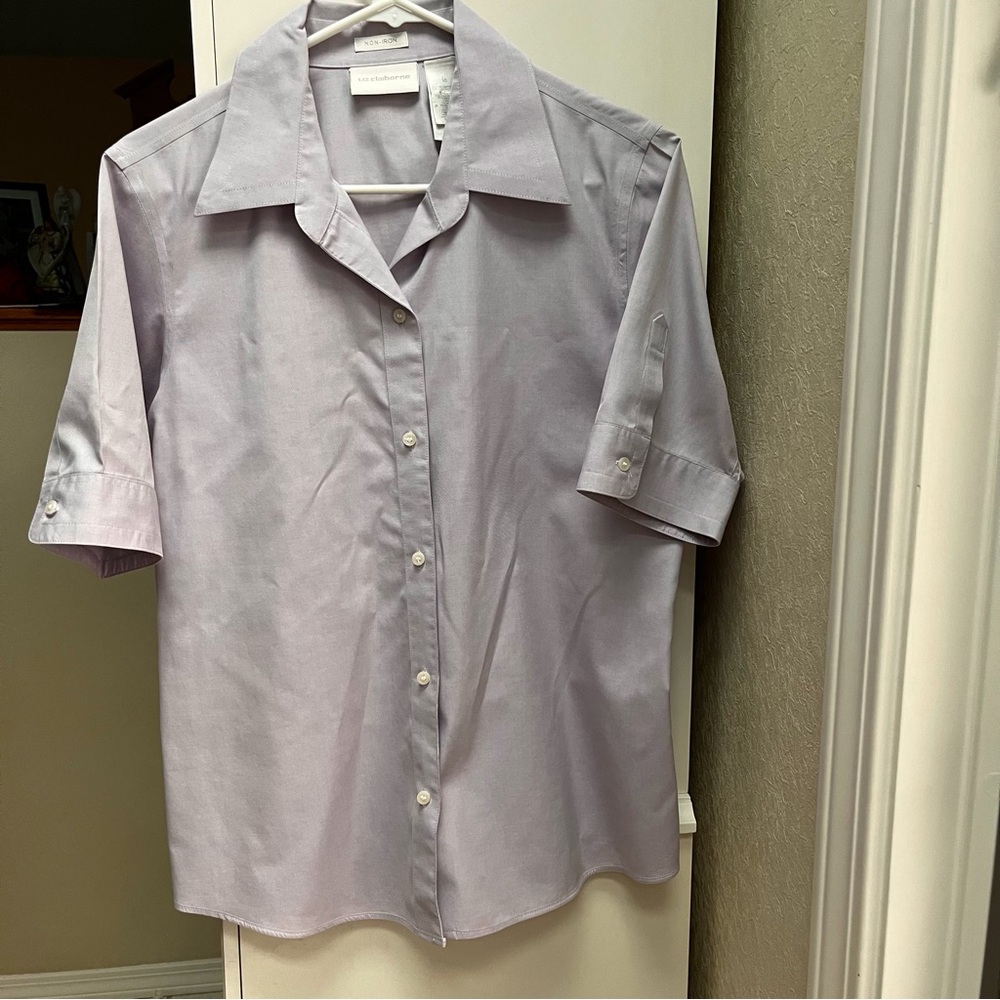 Liz Claiborne Lilac Cotton Sateen Blouse - Size 10 - NWOT